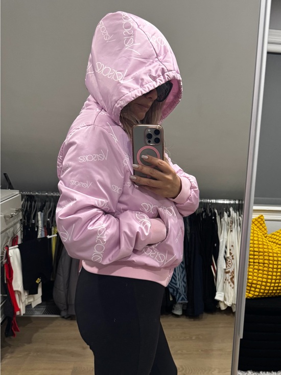 Versace Jackets & Blazers - Versace Pink Logo Hooded Bomber Jacket